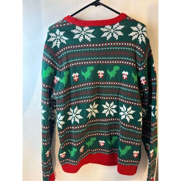 Blizzard Bay Dinosaur T-Rex Christmas sweater mens Large rn#162711 - Picture 4 of 6